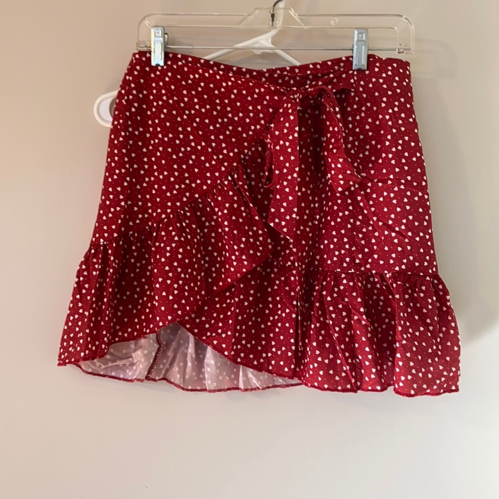Heart printed wrap skirt